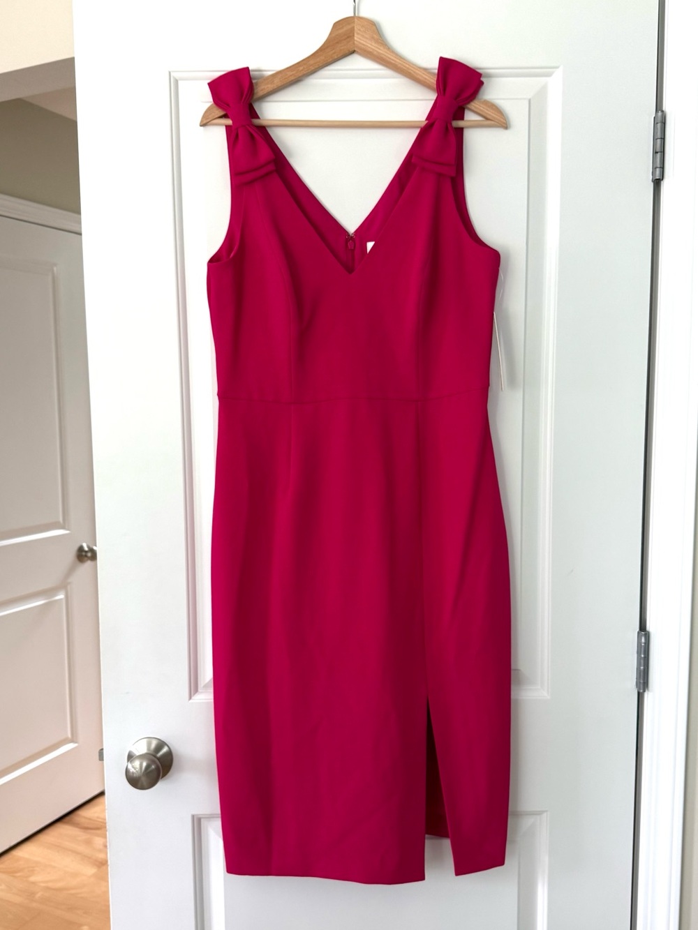 Eliza J Sheath Dress Size 12 Bow Shoulder Pink NWT